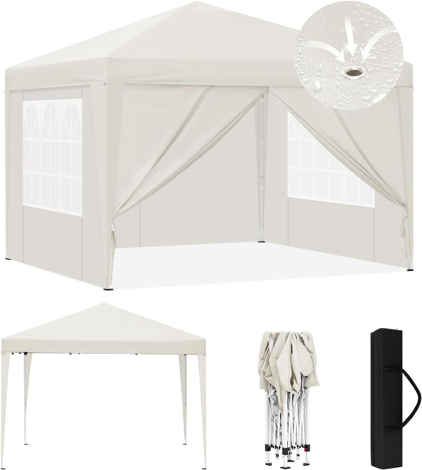 EUGAD Faltpavillon, wasserfest Winterfest,mit Seitenwänden Fenstern Tasche