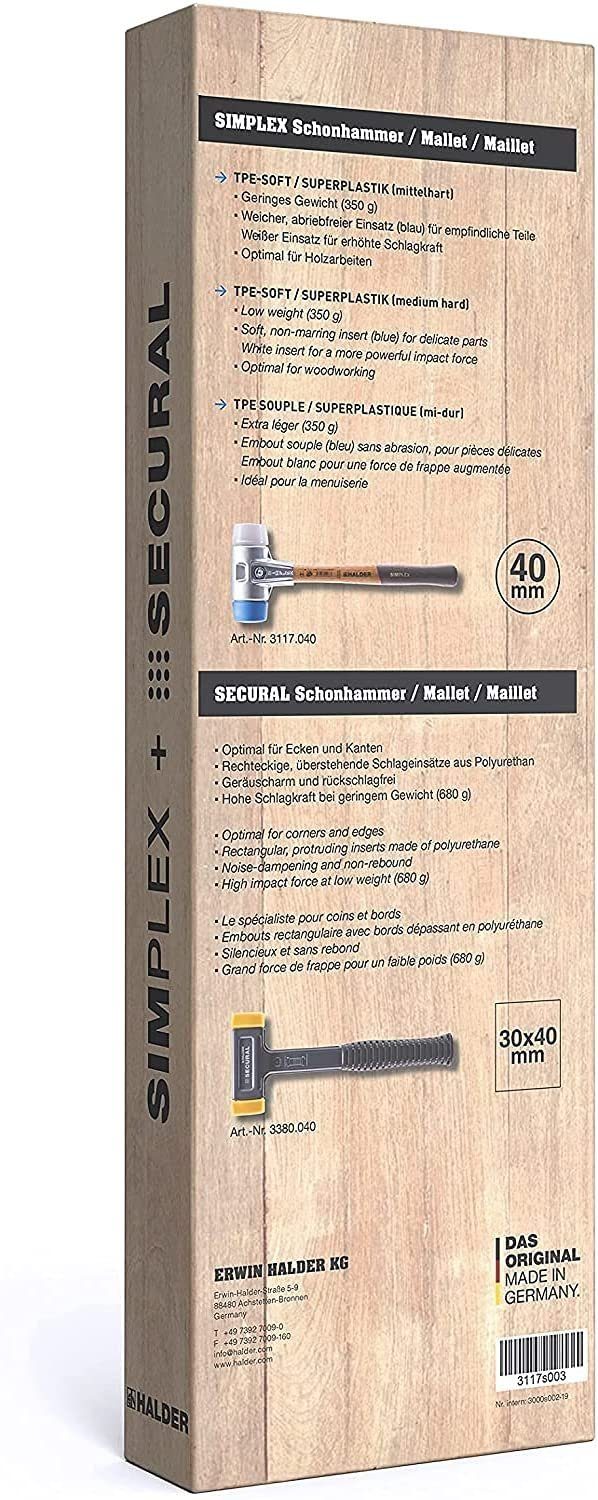 Halder KG SIMPLEX Gummihammer SECURAL Innenausbau Aktionsbox Schonhammer Dreamteam + HALDER