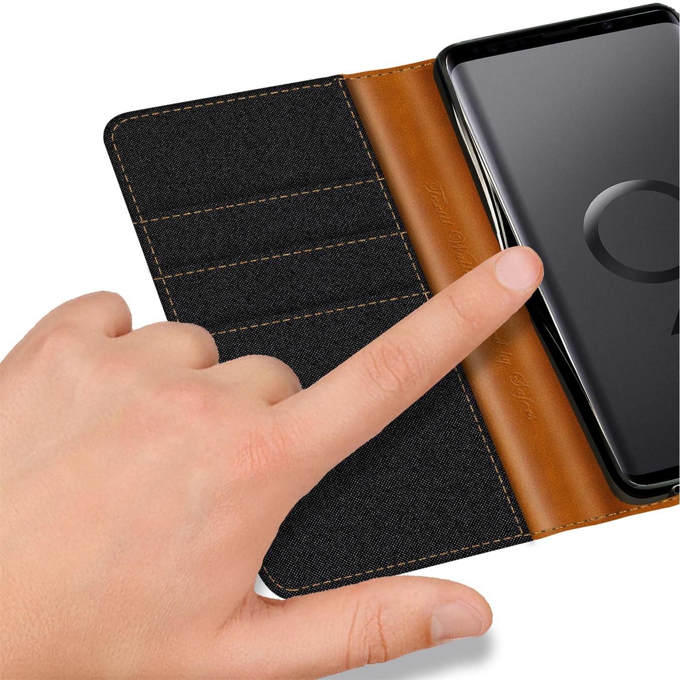 CoolGadget Handyhülle Denim Schutzhülle Flip Case für Samsung Galaxy S9 5,8 Zoll, Book Cover Handy Tasche Hülle für Samsung S9 Klapphülle