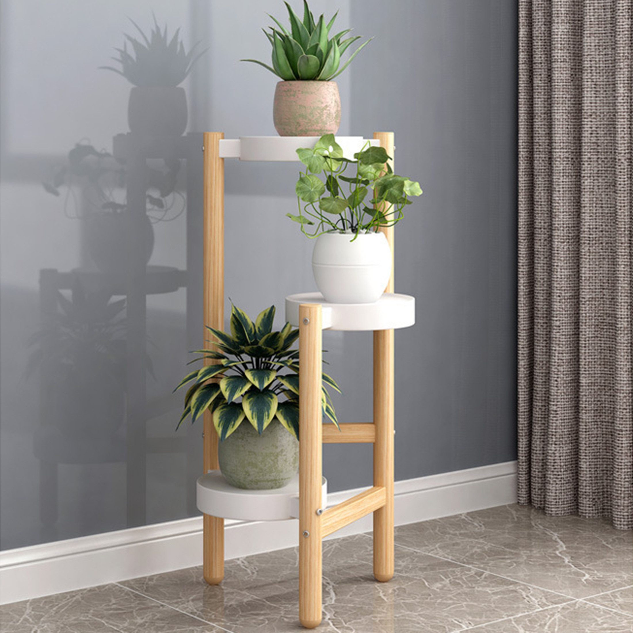 YINDN Blumenständer 3 Ablagen Holz Blumenhalter günstig online kaufen