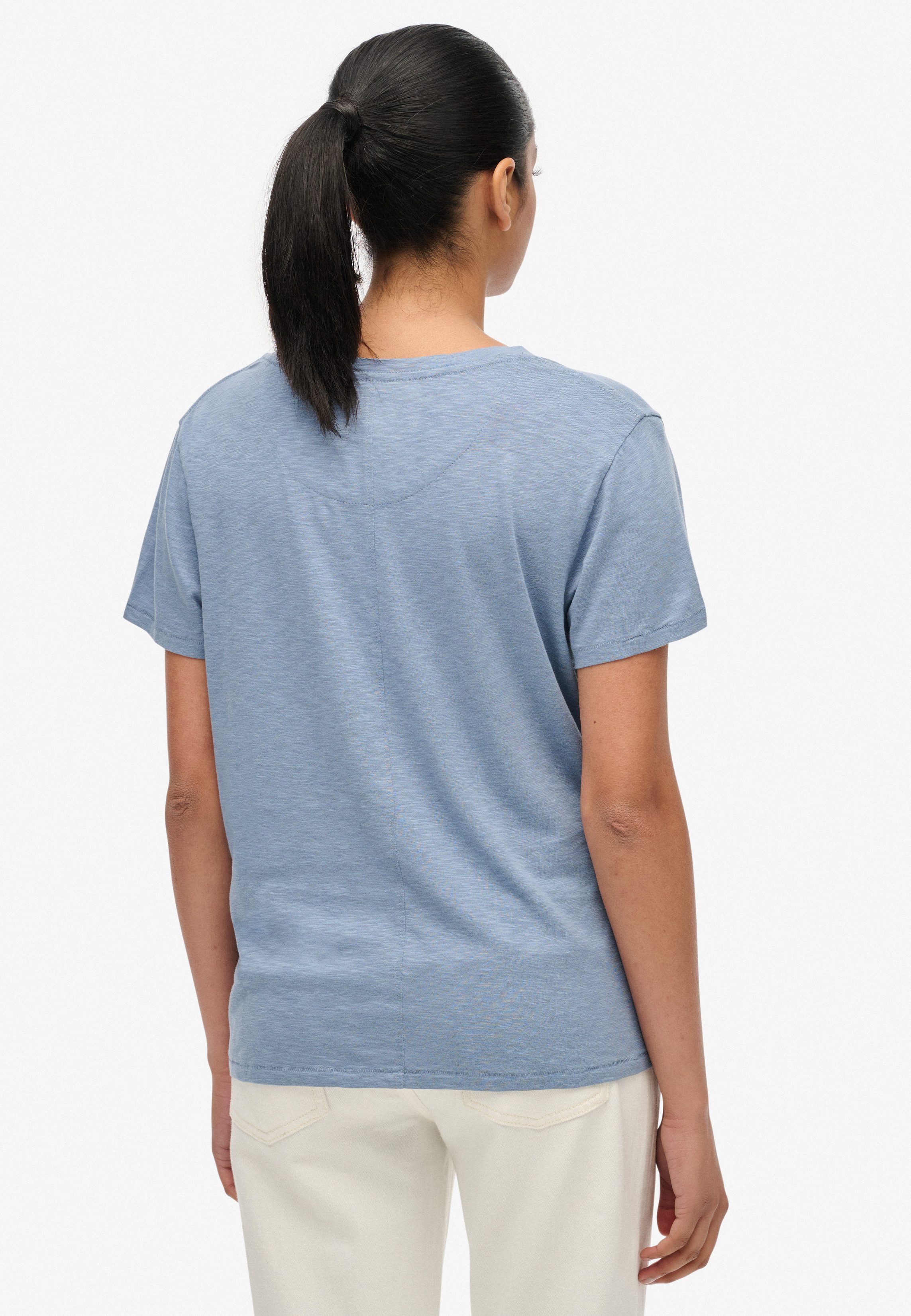 Superdry T-Shirt STUDIOS SLUB EMB VEE TEE Baumwollmischung, relaxed fit – Bild 3 von 5