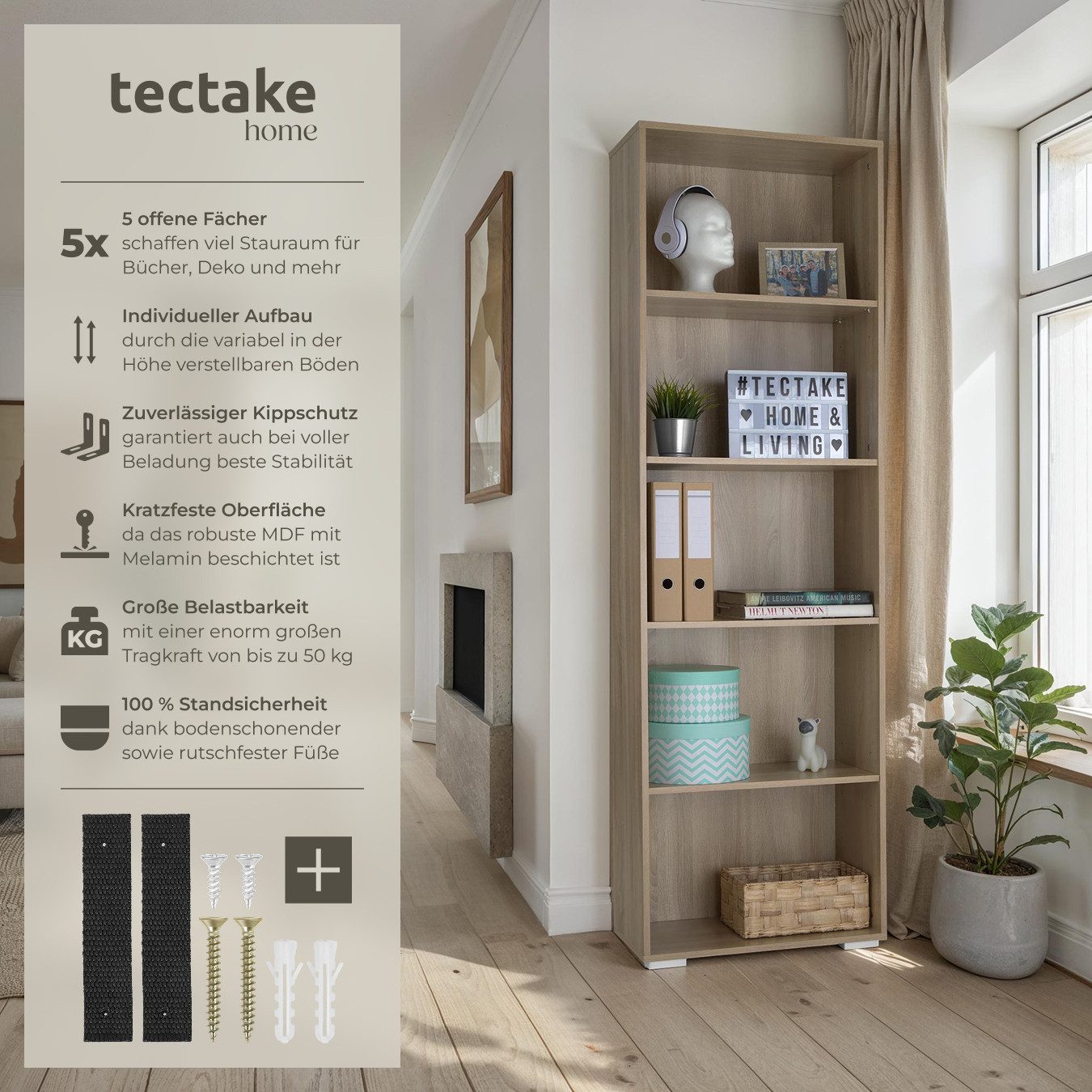 tectake Bücherregal Bücherständer Lexi 5 Fächer günstig online kaufen