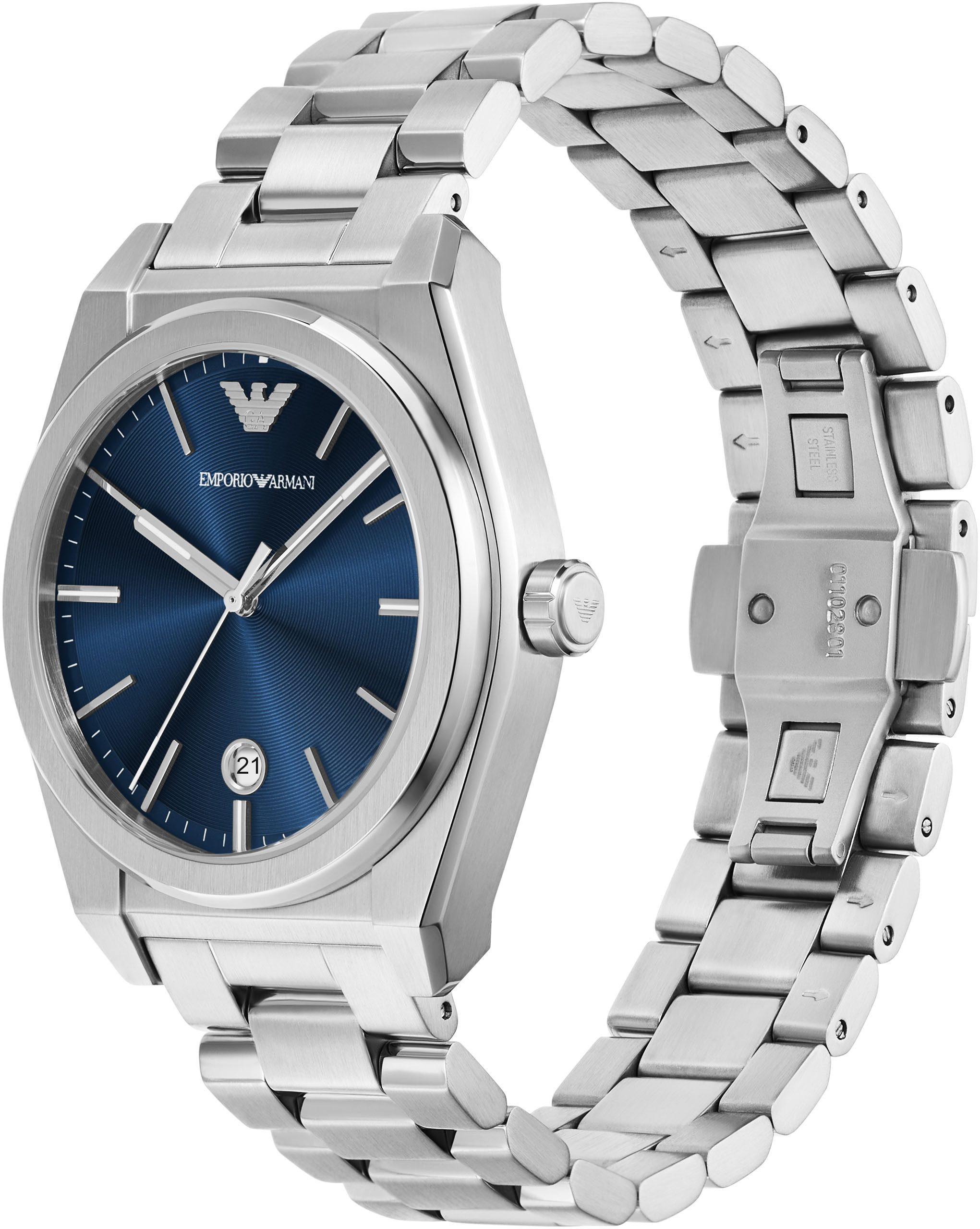 Emporio Armani Quarzuhr AR11620, Armbanduhr, Herrenuhr, Edelstahlarmband, analog, Tag