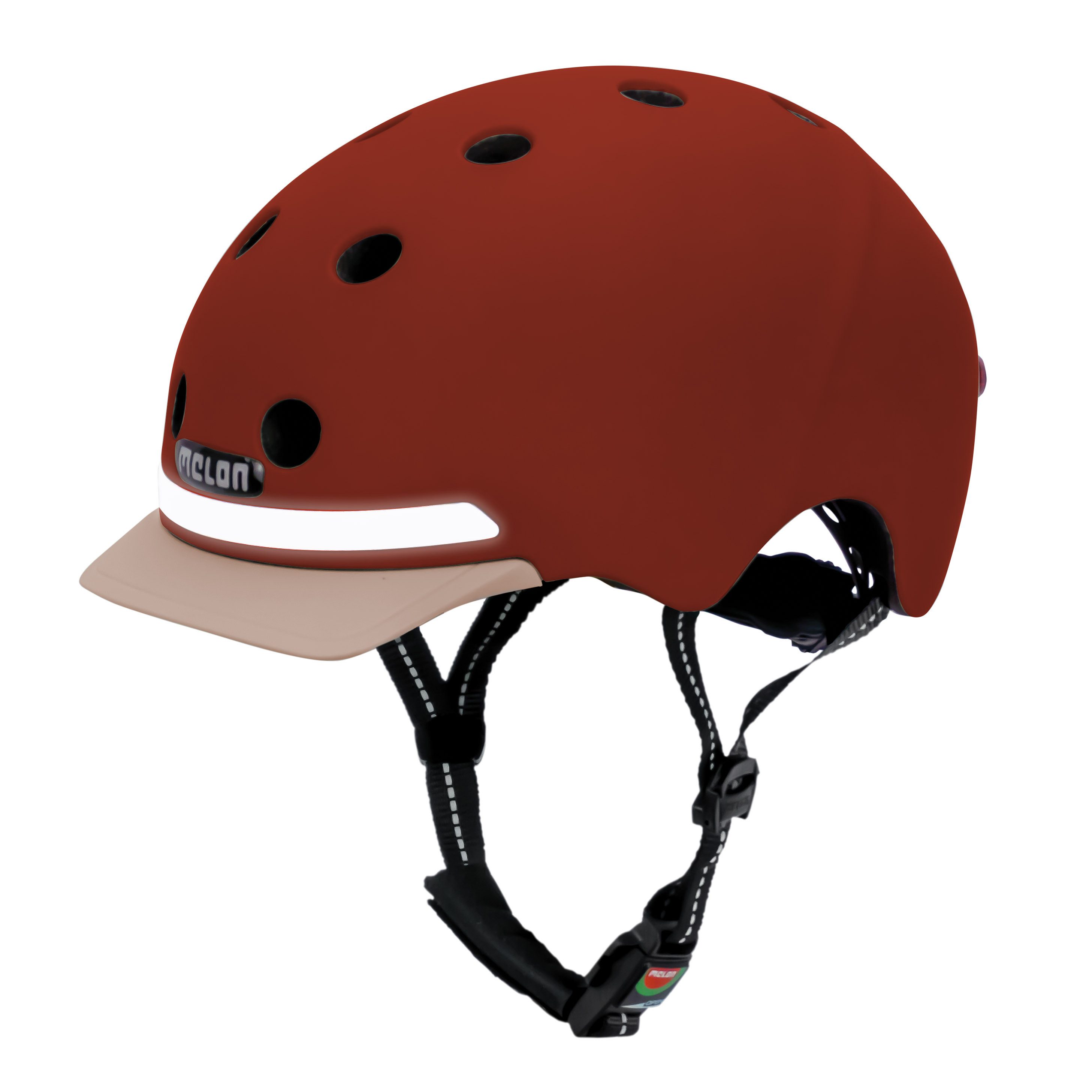 Melon Fahrradhelm E-Series Sepia mit Vorder- und Rücklicht, super leicht, Magnetverschluss, größenverstellbar, mehr als 50 Designs