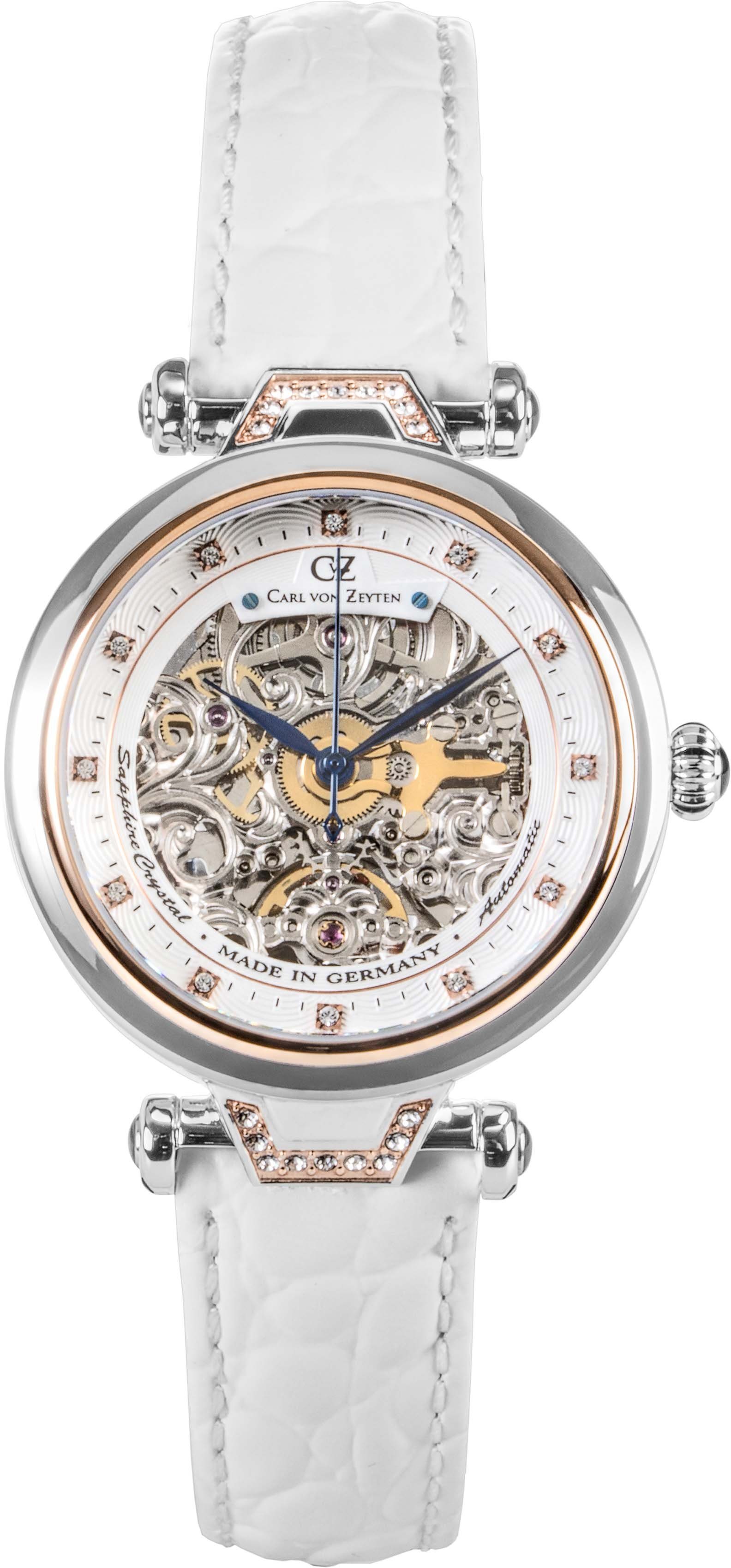 Carl von Zeyten Automatikuhr Simonswald, CVZ0070RWHS, Armbanduhr, Damenuhr, Saphirglas, Made in Germany, Mechanische Uhr
