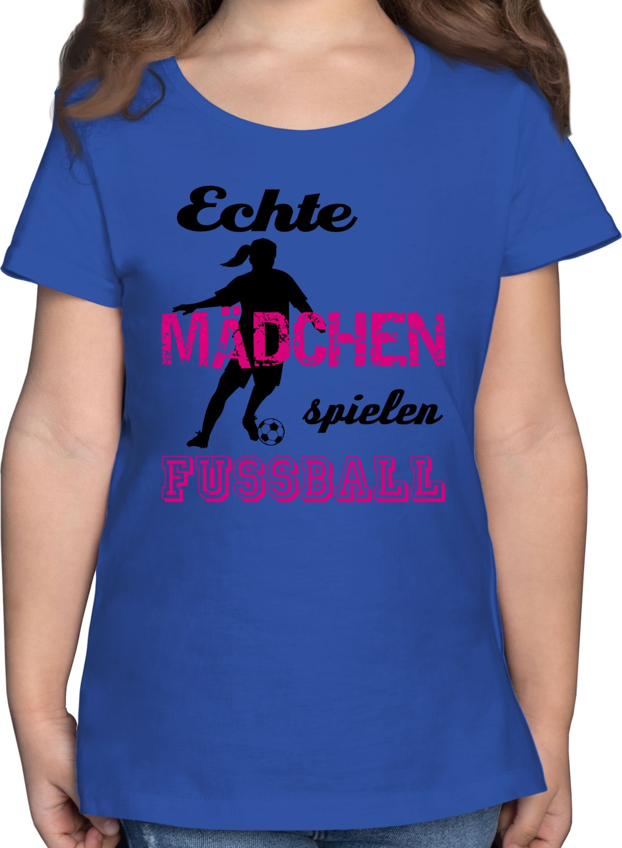 Shirtracer T-Shirt Echte Mädchen spielen Fußball - Schwarz Kinder Sport Kleidung 2 Royalblau