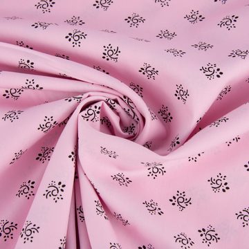 SCHÖNER LEBEN. Stoff Baumwollstoff Trachten Blumen Ornament rosa schwarz 1,50m Breite