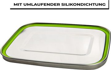 2friends Lunchbox 2 Stk. Brotdose aus Metall mit Fächern, Edelstahl, (20 x 14 x 6 cm 1 Liter), Brotdose Lunchbox Edelstahl mit Verschlus
