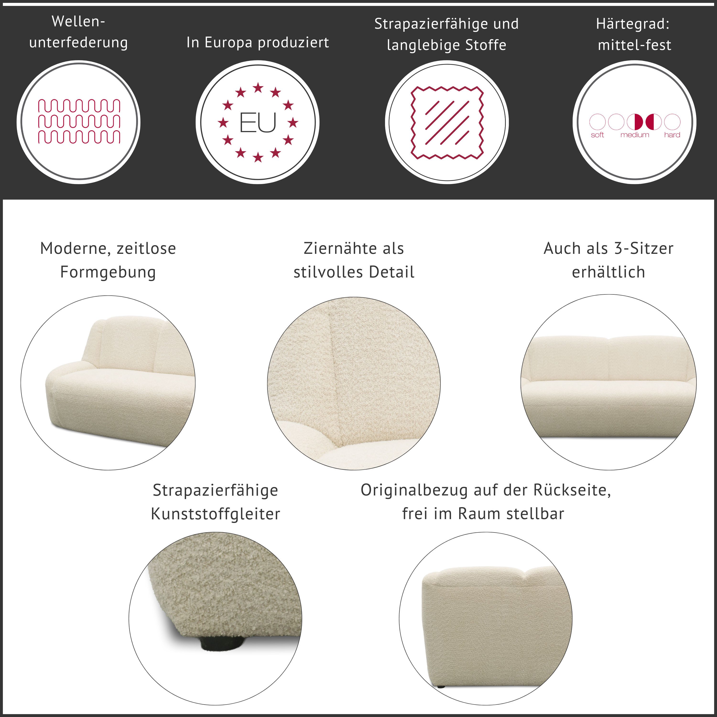 DOMO collection Polstergarnitur Ryos, 2-Sitzer und 2,5-Sitzer, organische Form, (Set, 2-tlg), skulpturale Opik, cozy chic