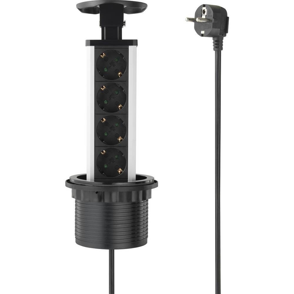 Sygonix Steckdosenturm 4fach SY-4737792 Steckdosenleiste, versenkbar