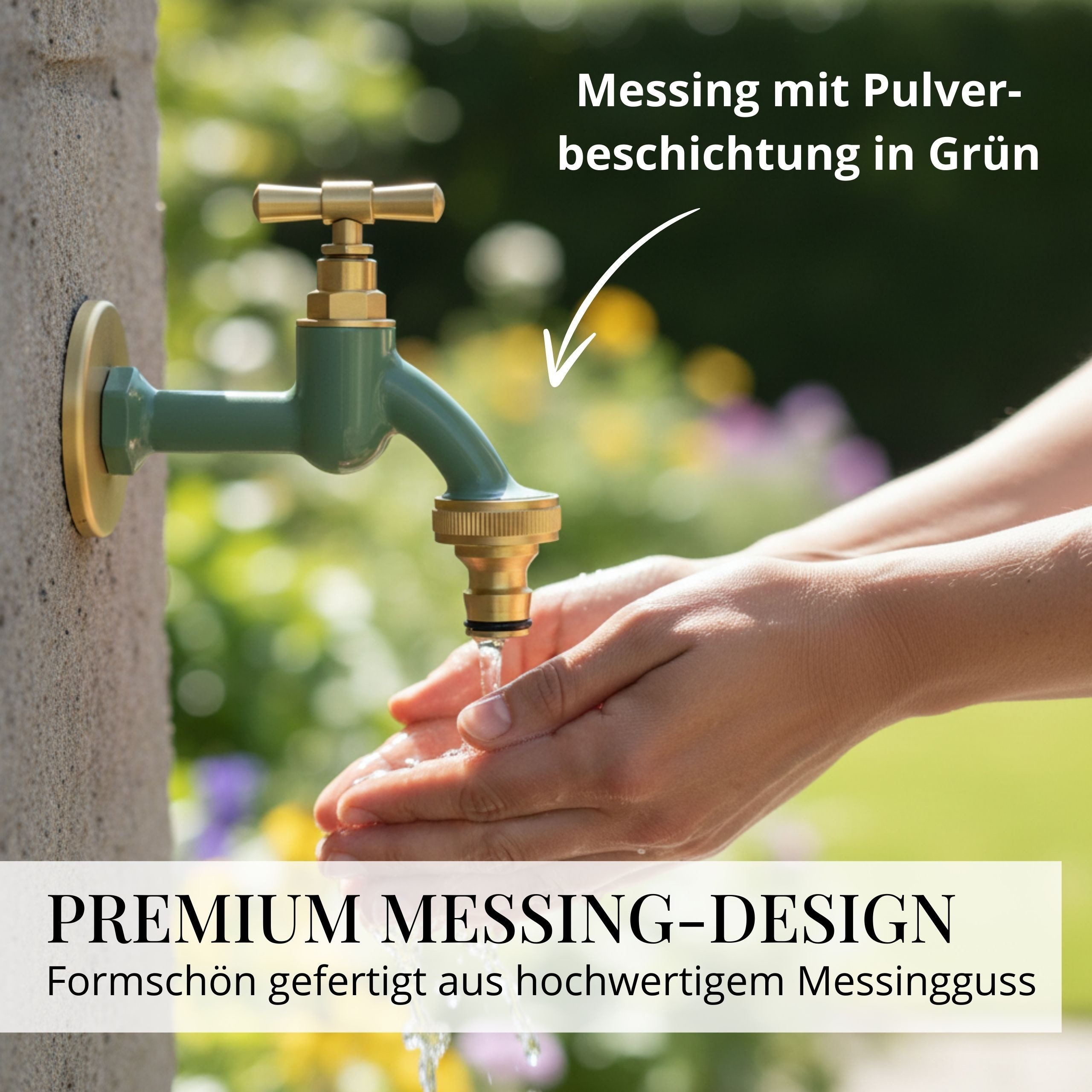 LIVLIG Kugelhahn Wasserhahn Garten, Außenwasserhahn mit Rosettengarnitur 1/2 Zoll, frostsicher, pulverbeschichtet, goldene Akzente – Bild 5 von 5