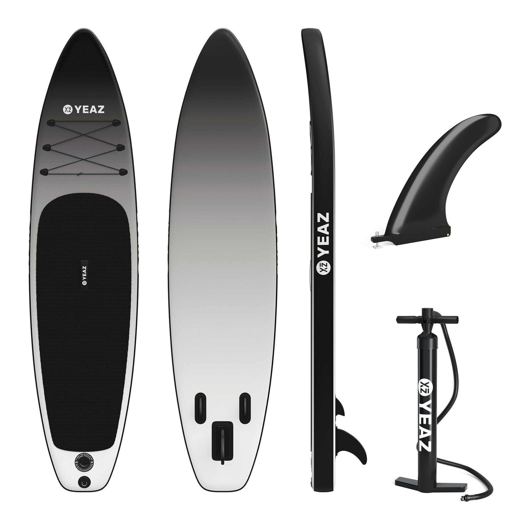 YEAZ Inflatable SUP-Board BLACK SANDS BEACH - EXOTRACE - SUP Board, Inflatable SUP Board, (Set), inkl. Zubehör wie Finne und Handpumpe