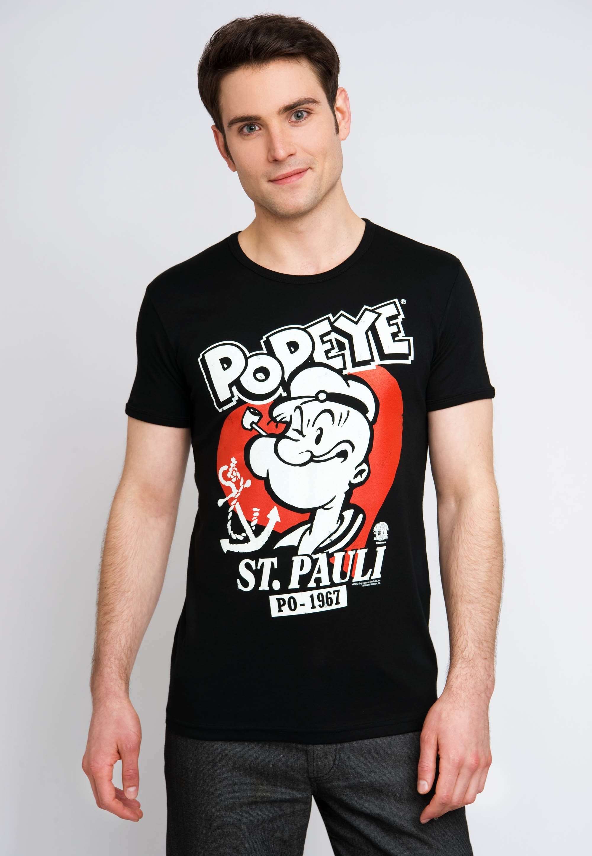 LOGOSHIRT T-Shirt Popeye - St. Pauli - PO 1967 mit tollem Popeye-Frontprint | T-Shirts