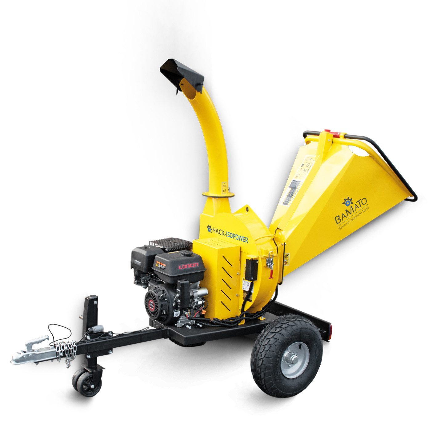 BAMATO Häcksler HACK-150POWER, 12 cm max. Astdurchmesser, (1-St), E-Start, Luftbereifung, Holzhäcksler, 9kw Häcksler