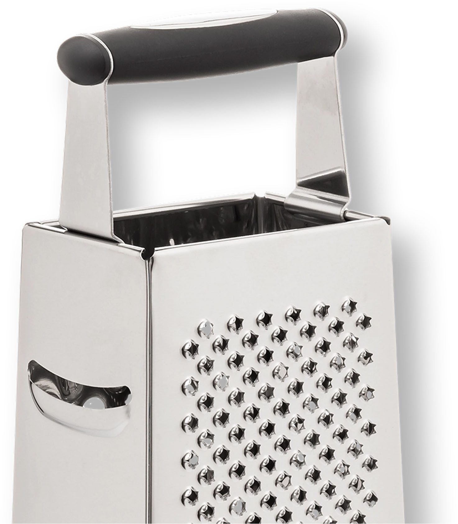 HENSSLERS Vierkantreibe HENSSLERS Küchenreibe, Edelstahl, (1-St), eine absolut scharfe Reibe aus Edelstahl mit rutschfestem Boden