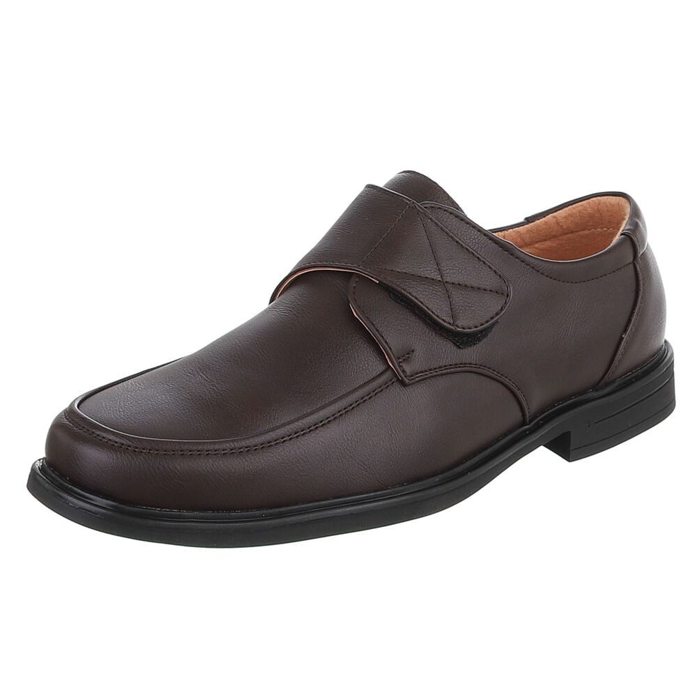 Coolwalk Herrenschuh Klettverschluss Leder-Optik Alltag Komfort Schnürschuh (91917783) Blockabsatz Halbschuhe in Braun