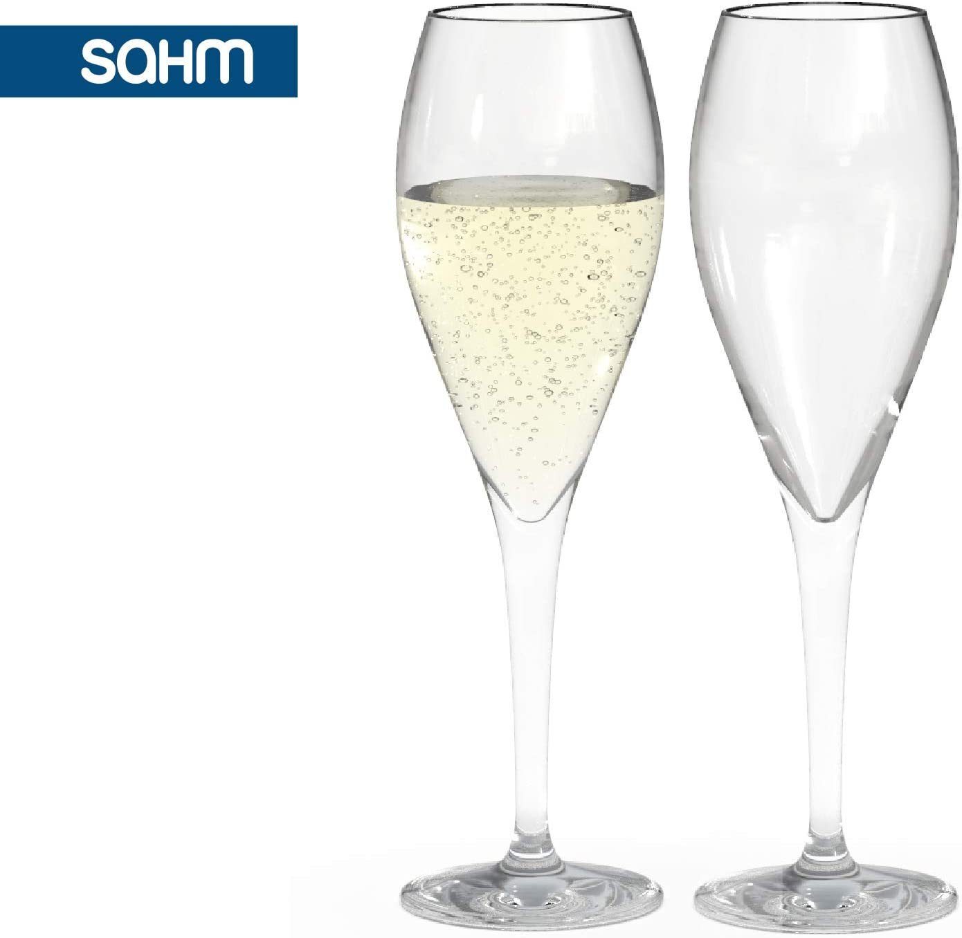 SAHM Champagnerglas Champagner Gläser 6 STK - Champagnerflöten a 220 ml, Edles Glas, 100% recycelbar