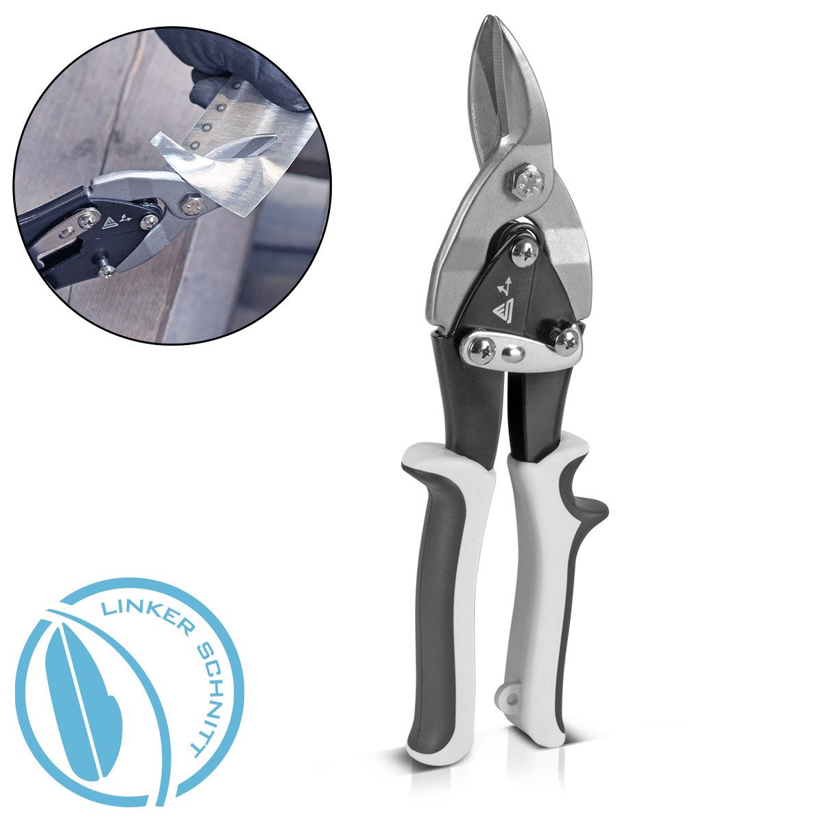 STAHLWERK Blechschere Blechschere linker Schnitt Profi-Metallschere Blechschneider, (Packung, 1-tlg), zum professionellen Schneiden von Metallblechen