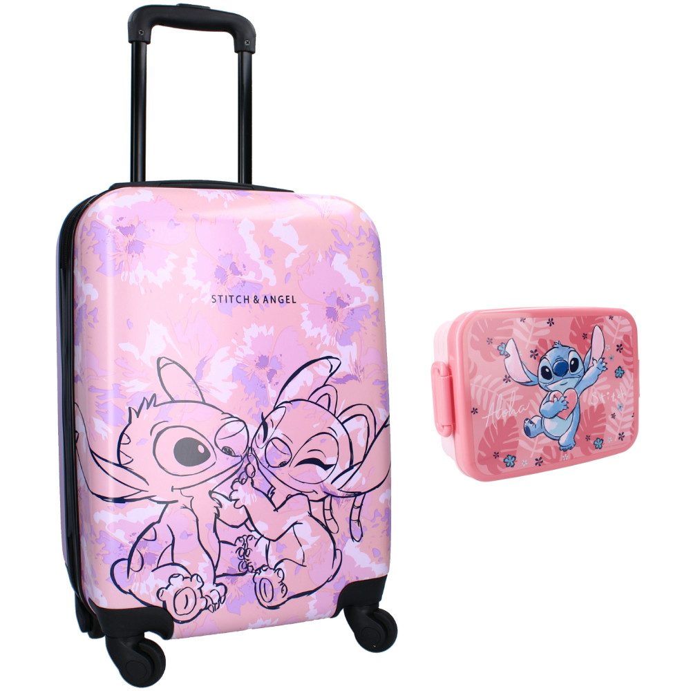 Kinderkoffer Disney Stitch Angel 2 tlg. Set Trolley Koffer Reisekoffer Lunchbox