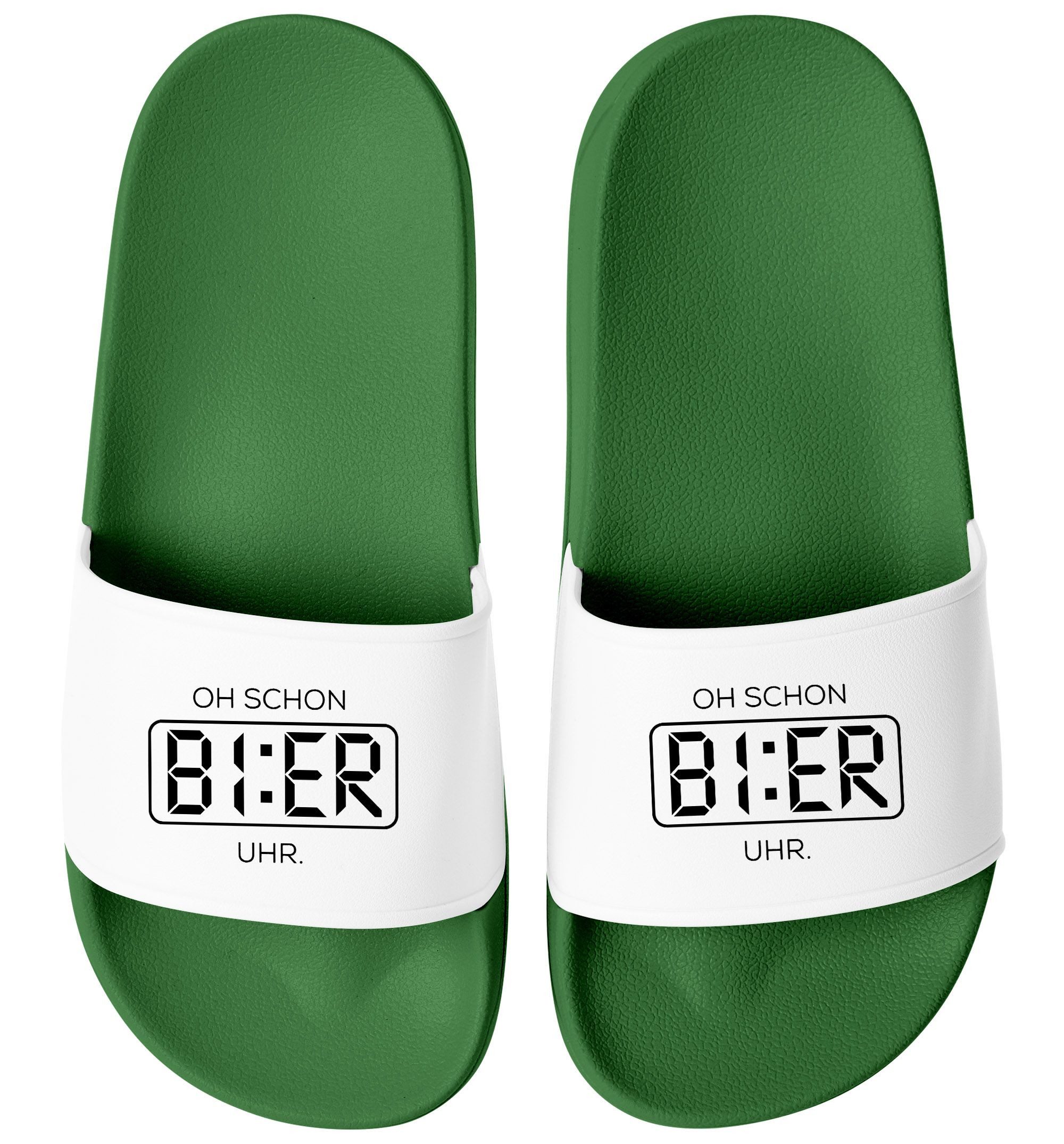Badelatschen mit Spruch Bier Uhr– Witzige Fußbekleidung für Männer Badesandale