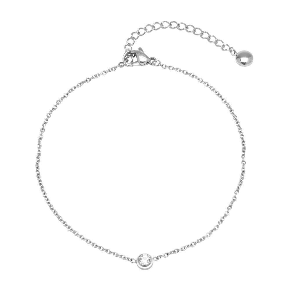 Unique Fußkette Dezente Fußkette mit Zirkonia A5022