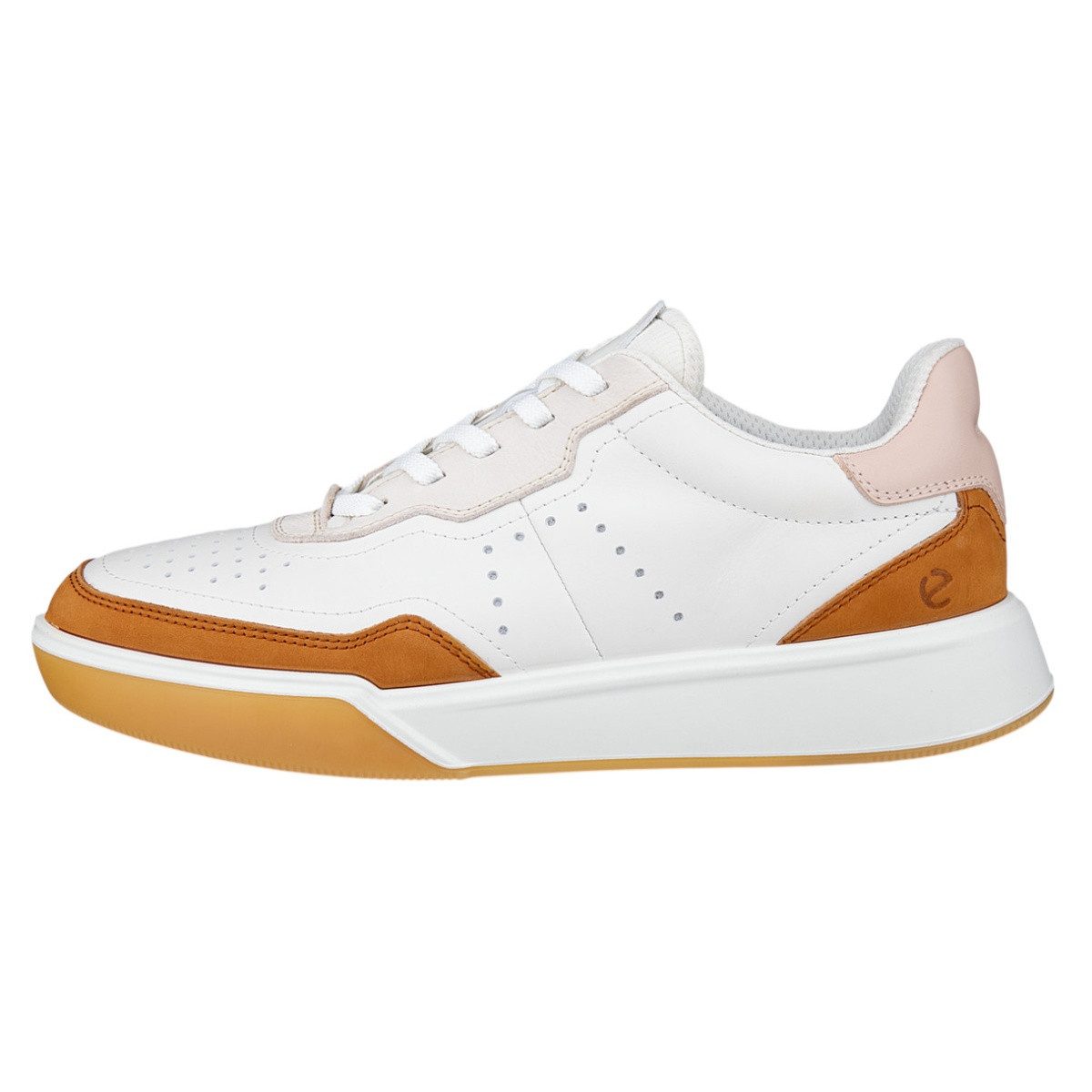 Ecco Street Court Lea (Premium-Leder) weiss/orange Damen Sneaker