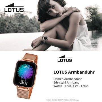 Lotus Multifunktionsuhr Lotus Damenuhr Edelstahl Silikon, (Multifunktionsuhr), Damen Armbanduhr rechteckig, extra groß (ca. 45,9mm), Edelstahl