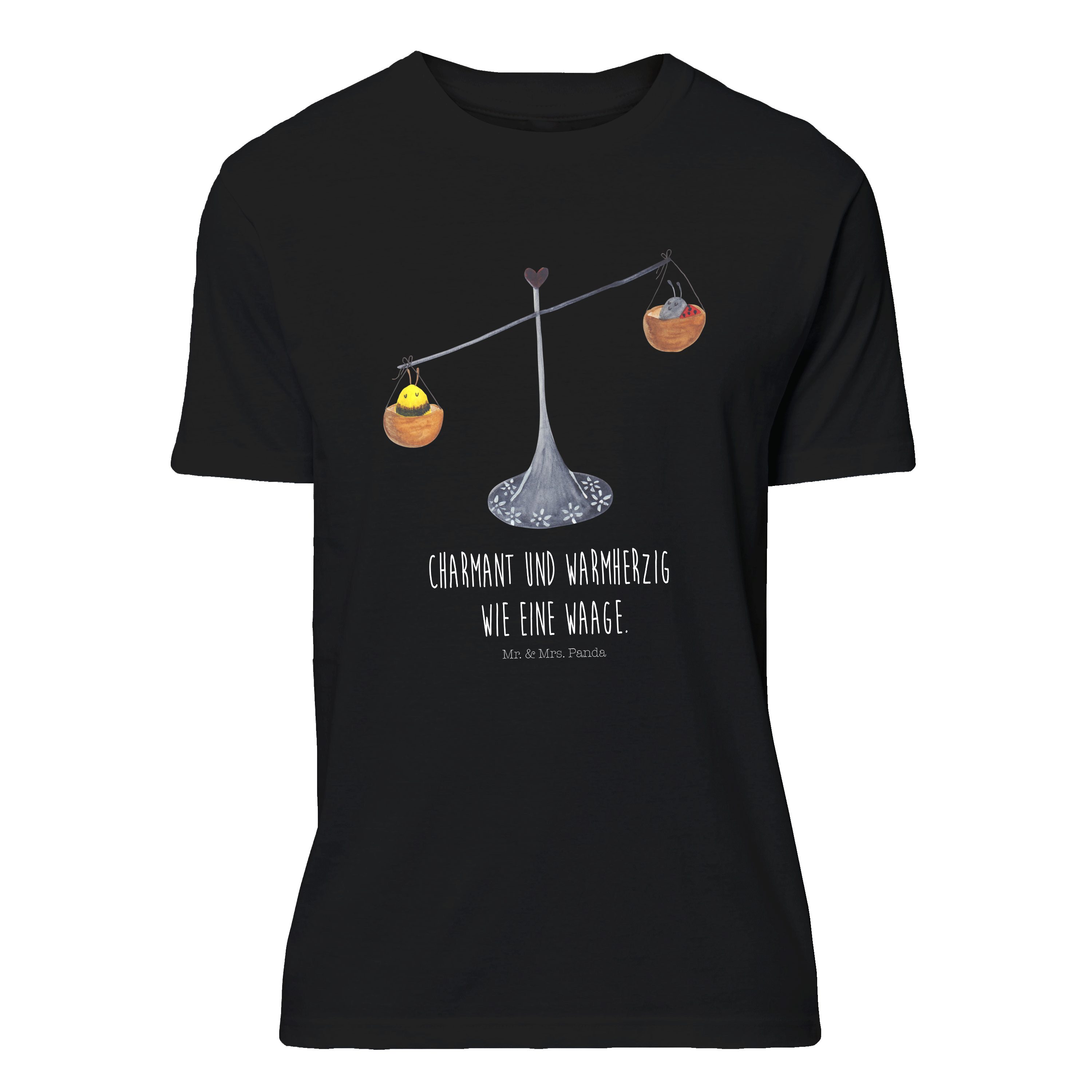 Mr. & Mrs. Panda TShirt »Sternzeichen Waage Schwarz Geschenk