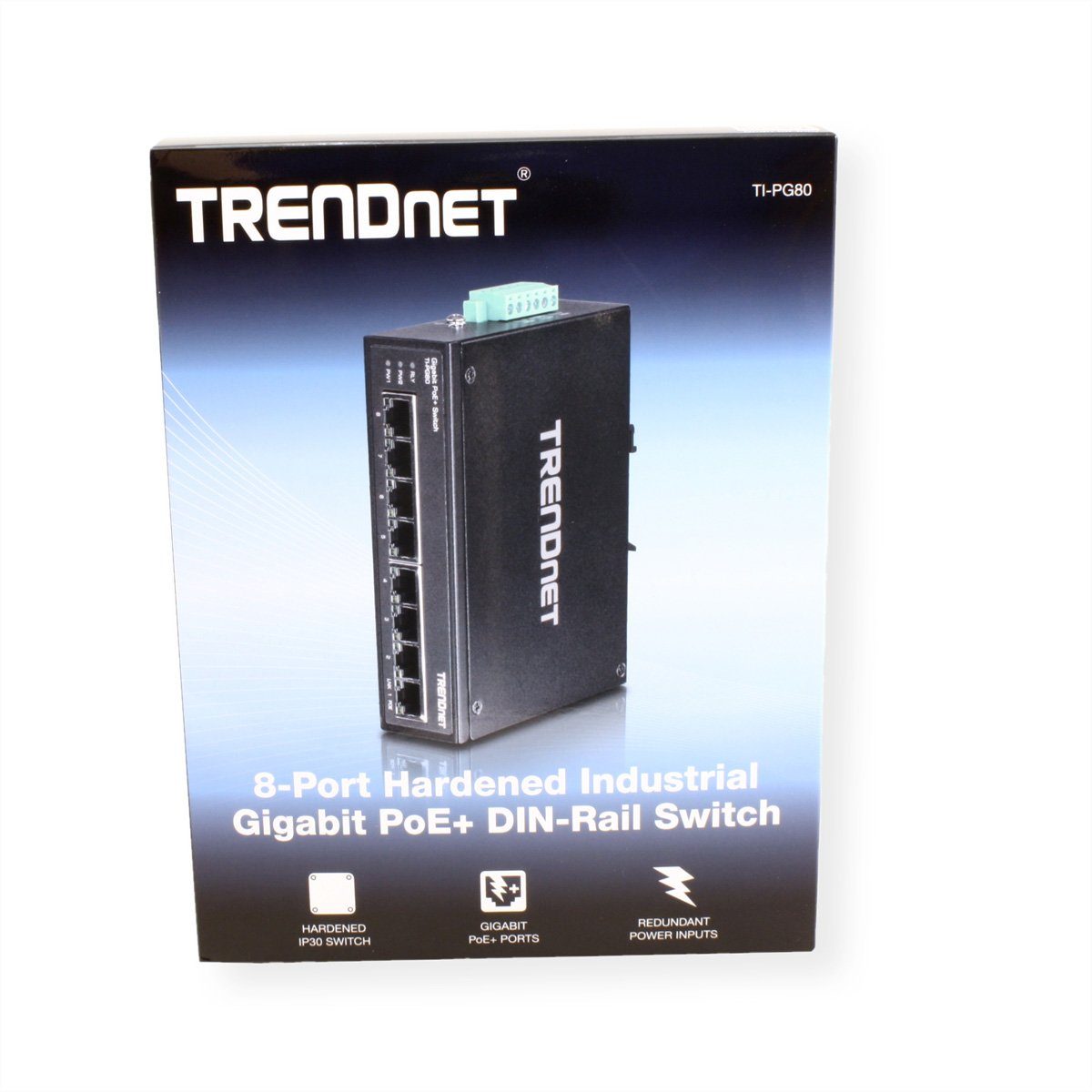 TI-PG80 PoE+ Gigabit Netzwerk-Switch 8-Port Trendnet Switch Gehärteter Industrieller DIN-Rail