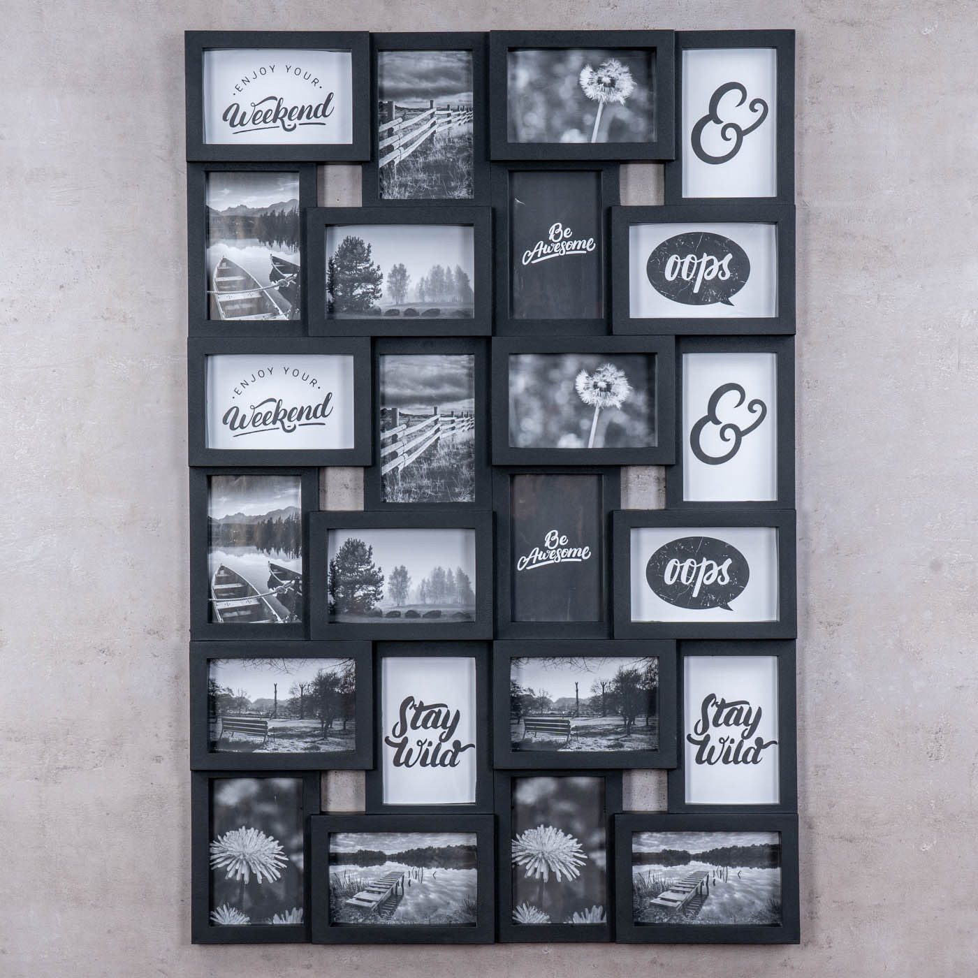 Levandeo® Bilderrahmen Collage, Bilderrahmen Schwarz 24 Fotos 10x15cm Fotor günstig online kaufen