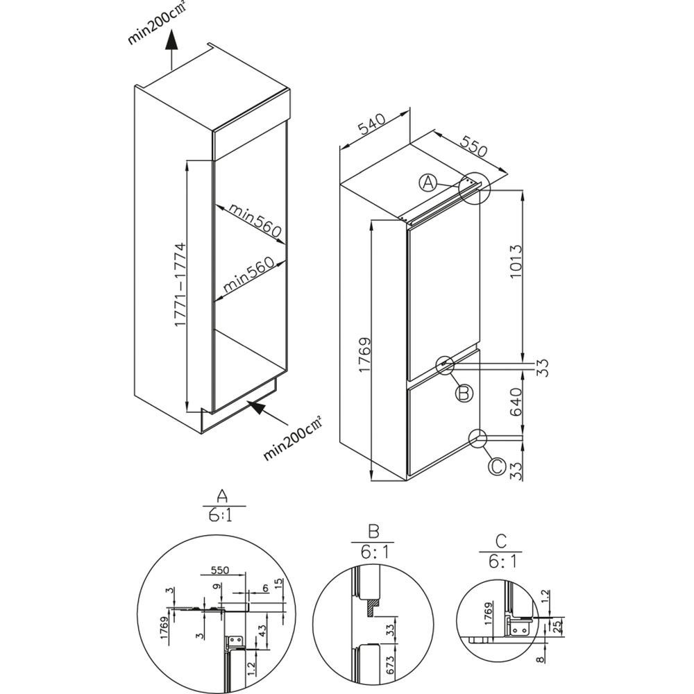 Amica Einbaukühlgefrierkombination EKGCS 387 900