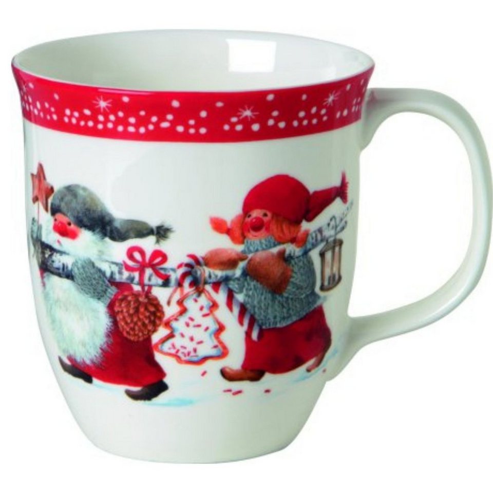 IHR Becher Porzellan Tasse Becher Niels and Inger Wichtel Weihnachten 375ml Bone  China Kaffeebecher