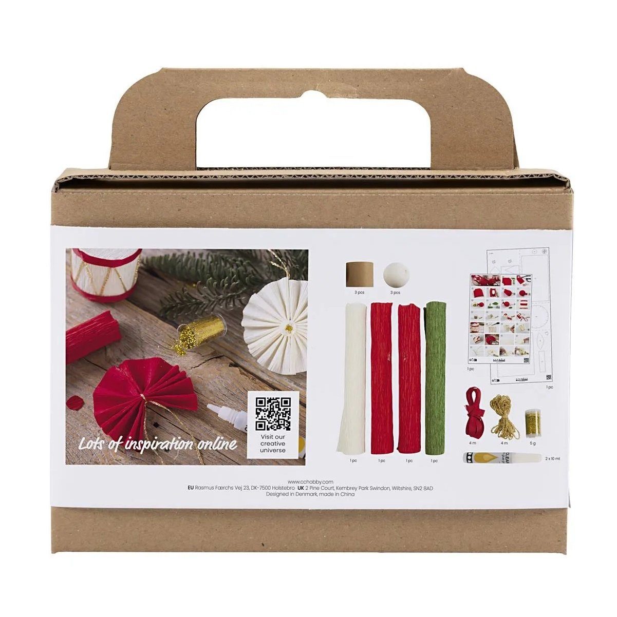 creativ company Kreativset Krepppapier - festliche Weihnachtsdekoration selber basteln, als Tischdeko, Baumdeko oder als Dekoration für Geschenke