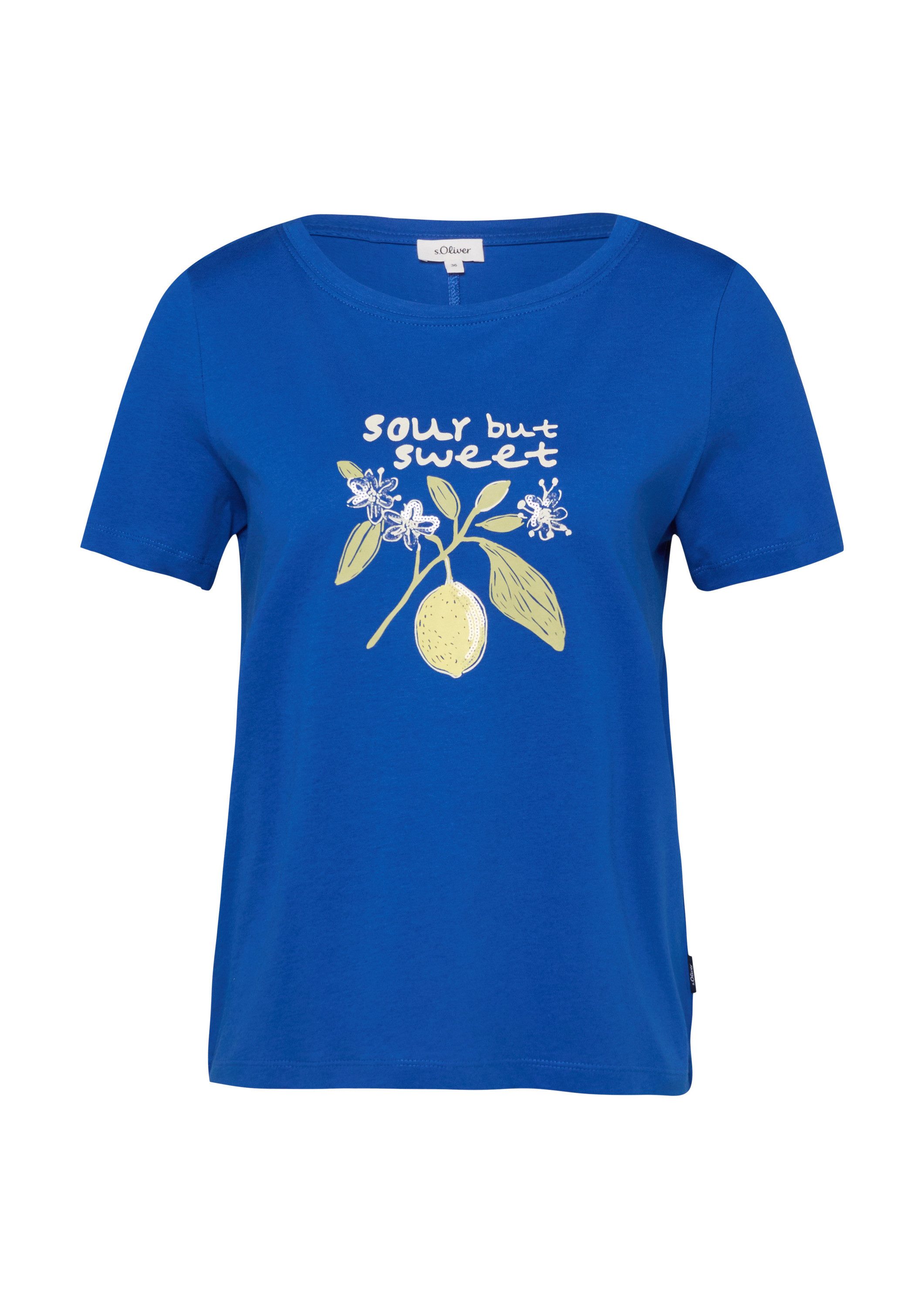 s.Oliver Kurzarmshirt T-Shirt Baumwoll-T-Shirt mit Frontprint und Paillette günstig online kaufen