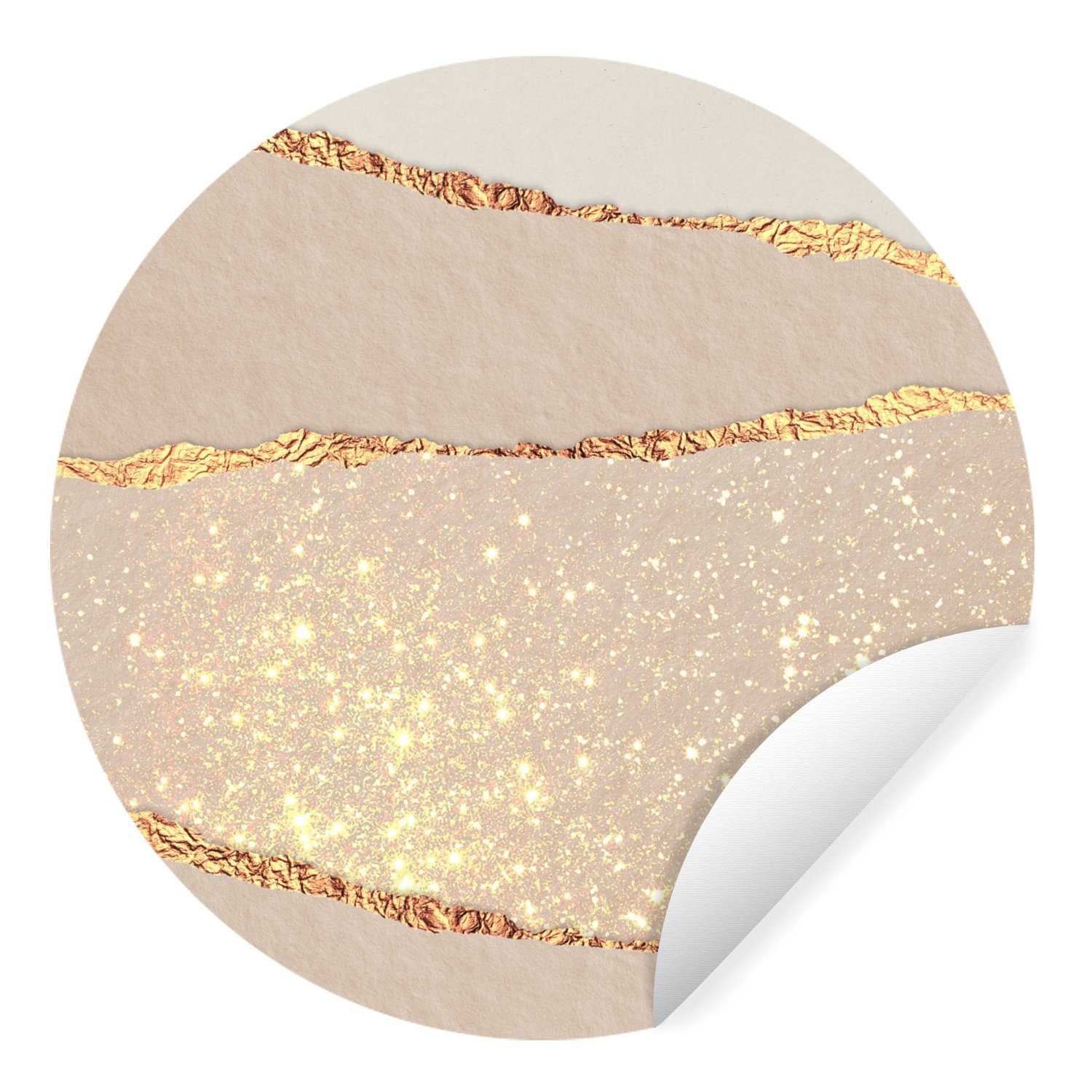 MuchoWow Wandsticker Glitzer - Luxus - Gold - Abstrakt (1 St), Wandtattoo Selbstklebend, Wohnzimmer Deko Aufkleber, 30x30 cm