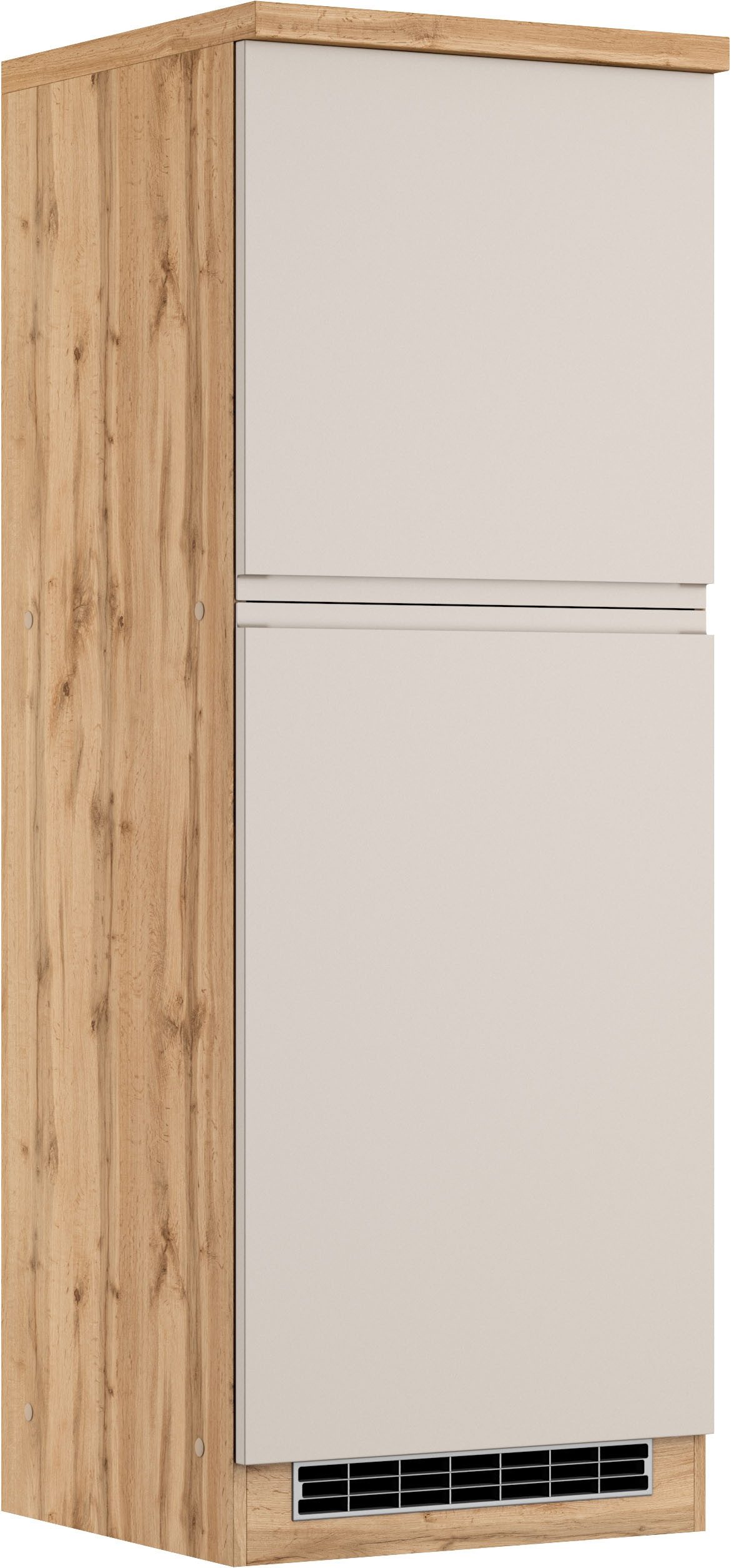 KOCHSTATION Kühlumbauschrank KS-Virginia,neu in verbesserter Ausführung (Stauraum, Softclose) Breite 60 cm, Höhe 165 cm, Nische für Kühlschrank: B/H/T 56/88/55 cm
