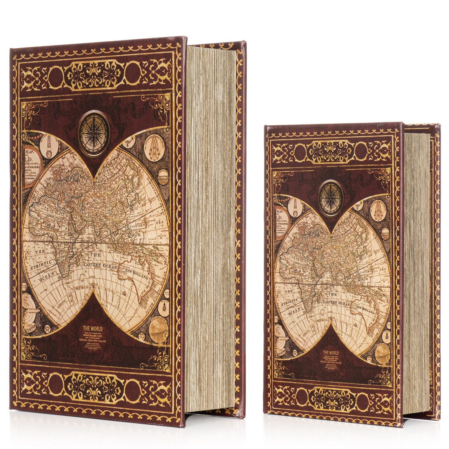 Moritz Etui Buchhüllen Set Weltkarte 18. Jhdt. 2-teilig mit Geheimfach
