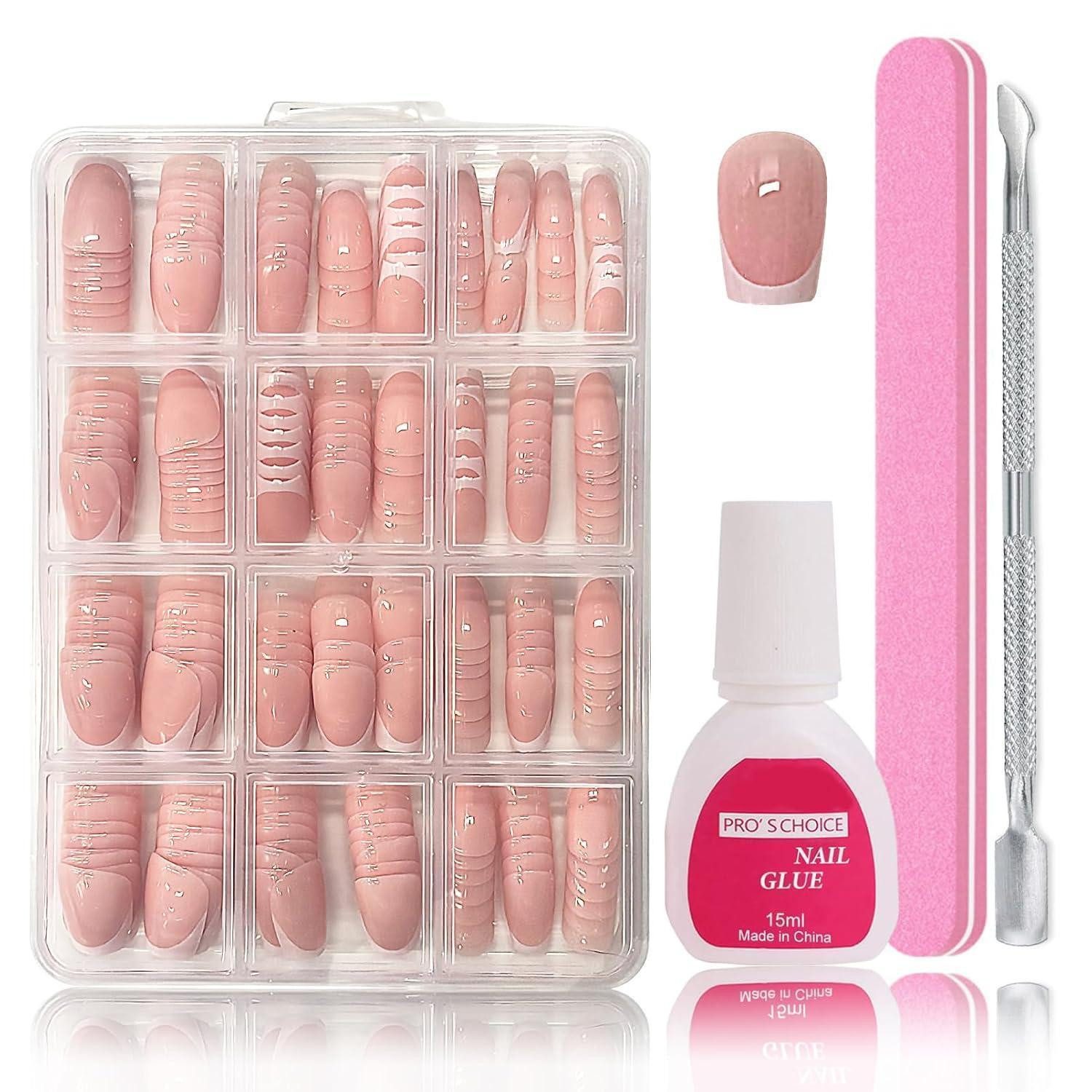 LuxusKollektion Kunstfingernägel Falsche Nägel Press On Nails 240 Stück Short French-Short Ballerina