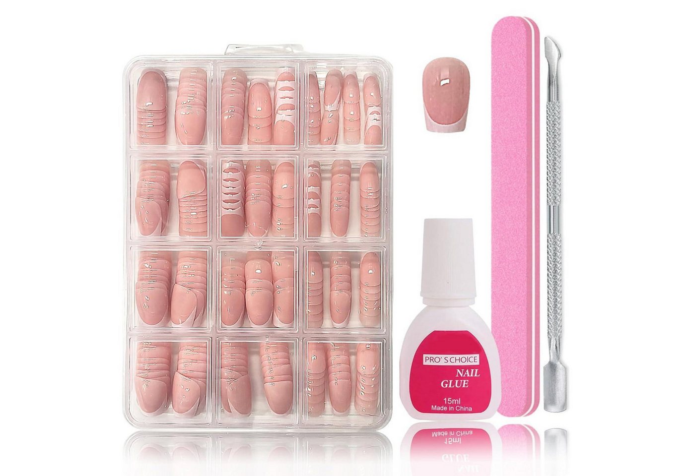 LuxusKollektion Kunstfingernägel Falsche Nägel Press On Nails 240 Stück Short French-Short Ballerina