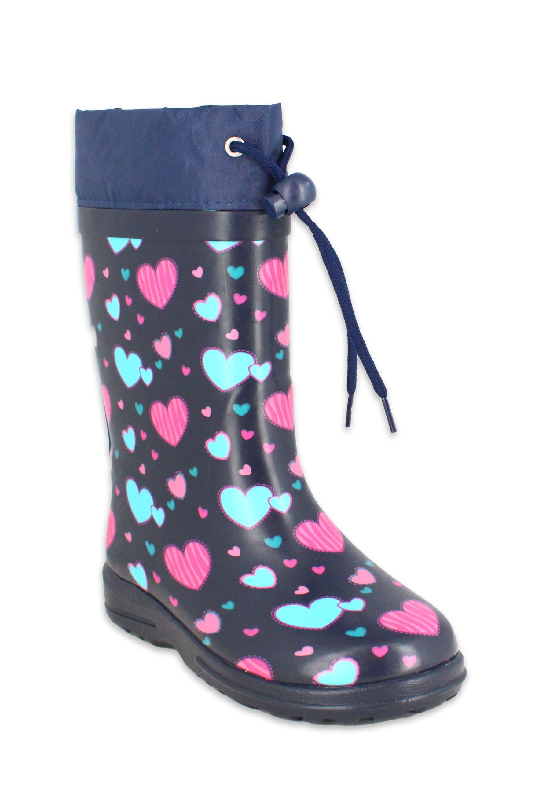 Beck Gummistiefel Herzen mit Warmfutter Gummistiefel (für warme Füße bei Nässe und Kälte) wasserdicht, aus Naturkautschuk, leichte flexible Sohle