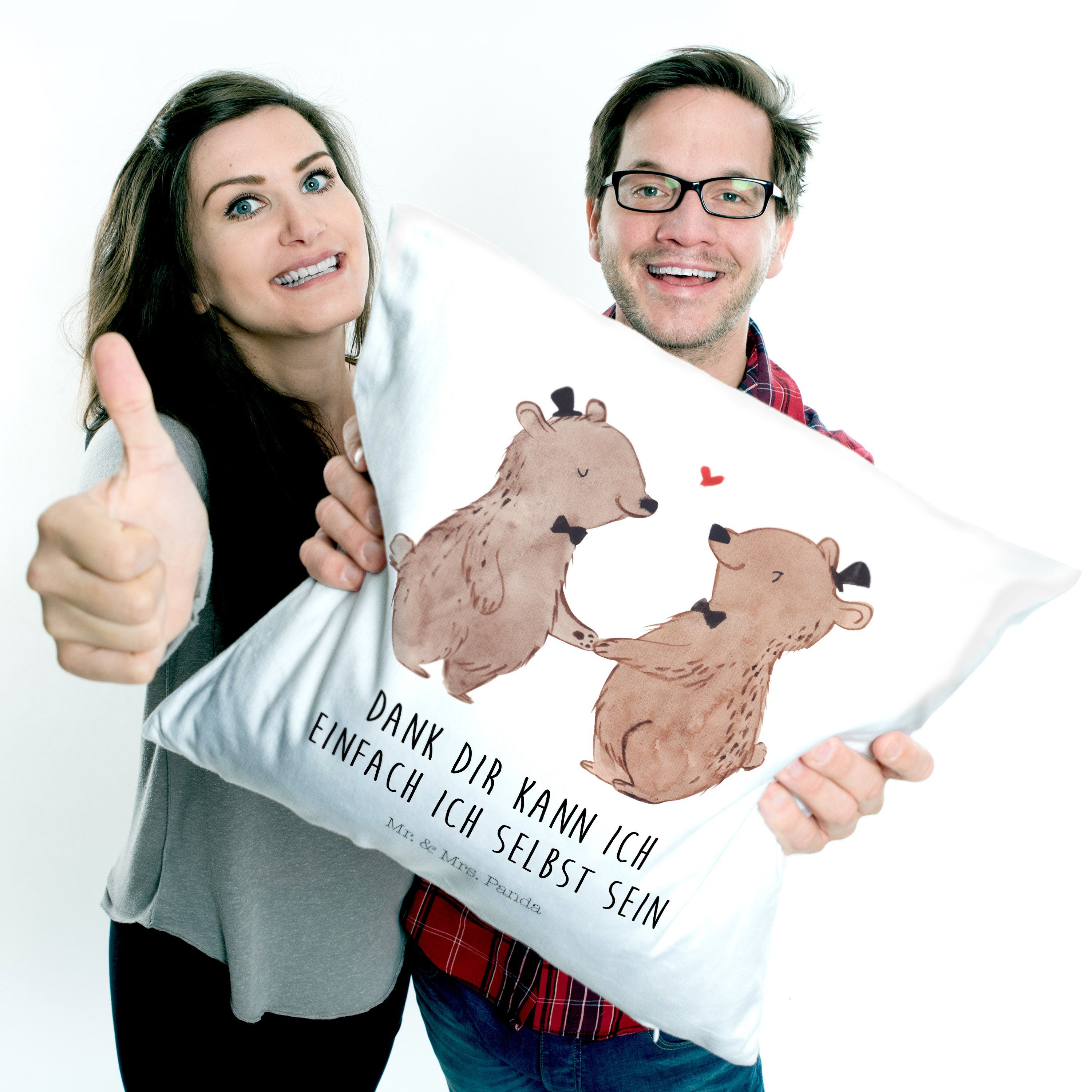 Mr. & Mrs. - Geschenk, Panda - Bra Dekokissen für Bären Pride Pärchen Hochzeitsgeschenke Weiß Gay