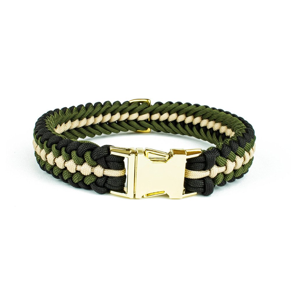 Tierluxe Hunde-Halsband Leo, Steckschnalle Schwarz, Paracord, Handgemacht, Schnellverschluss