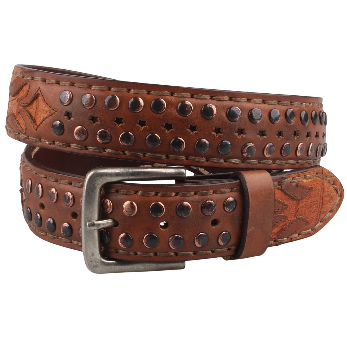 ORIGINALBELTS Ledergürtel 7351-Cuero Coco Cooler Gürtel aus Rindsleder mit Nieten