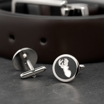 Hirschthal Manschettenknöpfe mit Gravur Herren Business Manschettenknöpfe Cufflinks (Set), im modischen Look