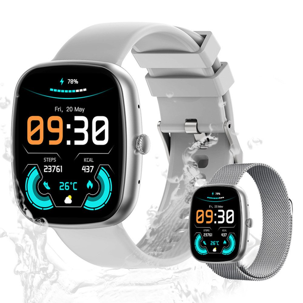 Herren's und Damen's IP67 wasserdicht Telefonfunktion Fitness-Tracker Smartwatch