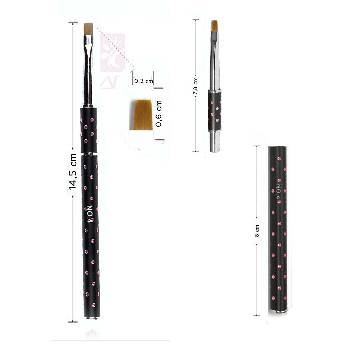 Sun Garden Nails Nailart-Pinsel Steckpinsel Gr. 4 schwarz - Gelpinsel flach/gerade Gr. 4