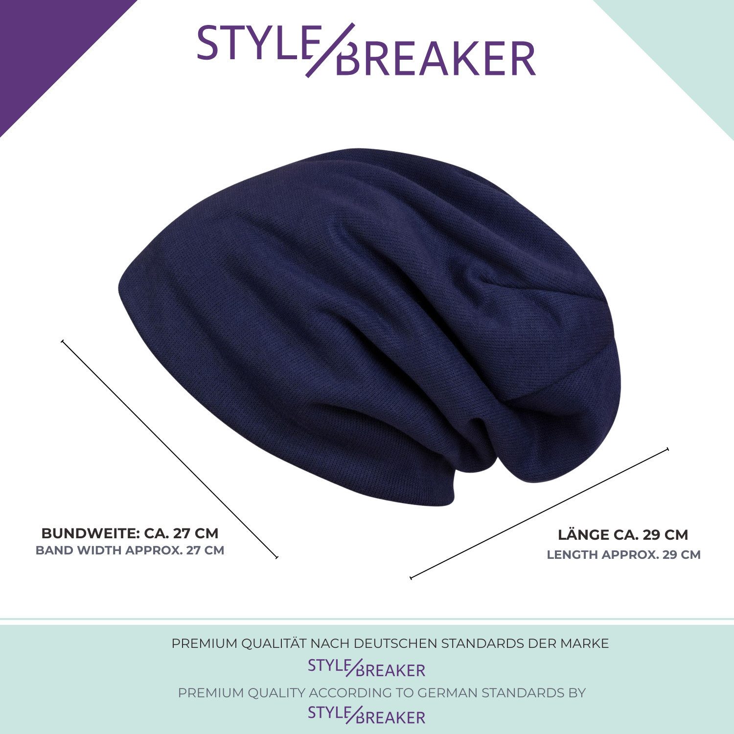 styleBREAKER Strickmütze Feinstrick Beanie Mütze unifarben mit Fleece (1-St) – Bild 4 von 5