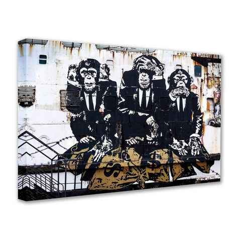 Leinwando Gemälde Gemälde Banksy / Three Monkeys - Drei Affen Banksy Street Art Grafitt