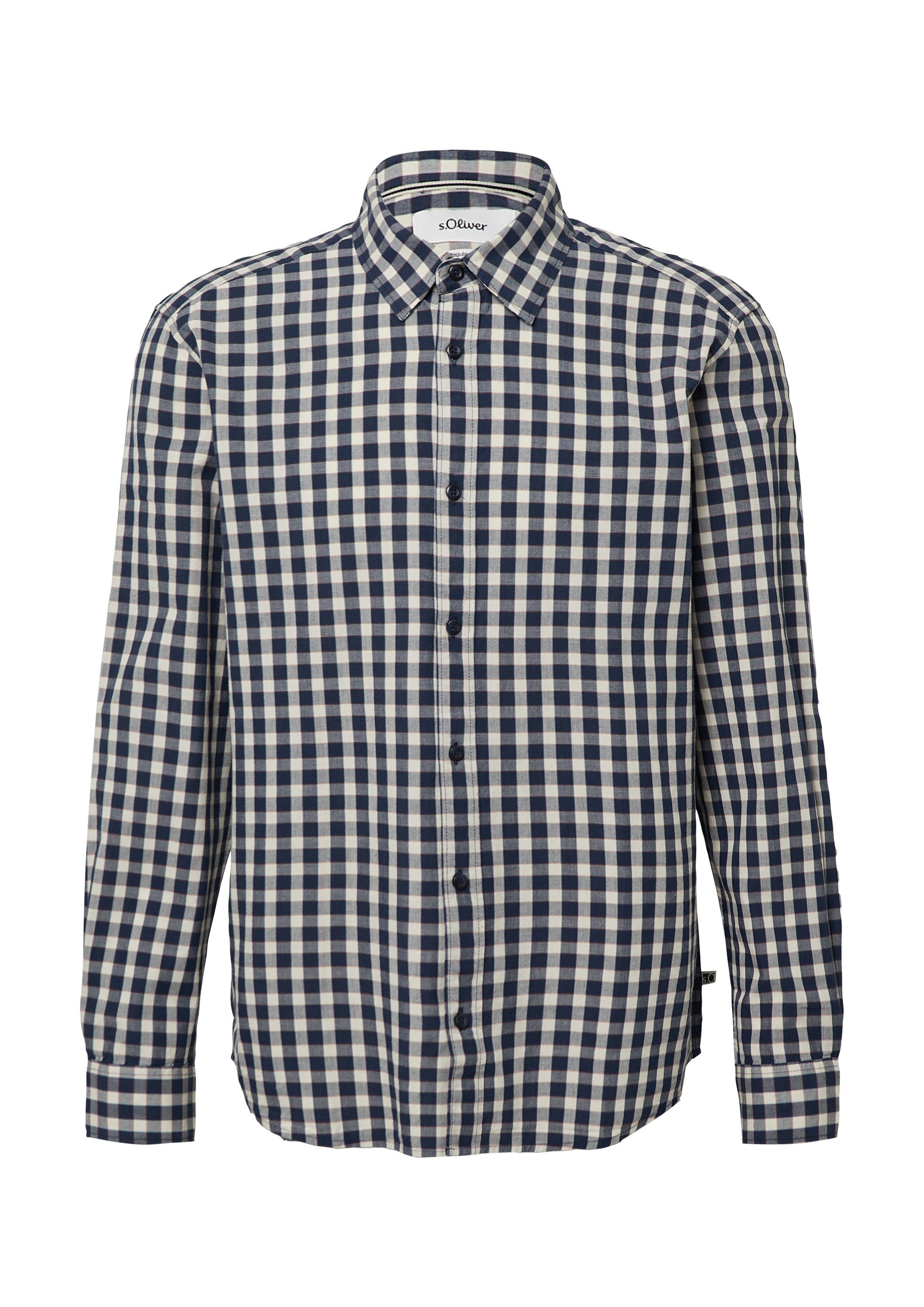 s.Oliver Langarmhemd Hemd Regular Fit: Kariertes Baumwoll-Hemd mit Kentkrag günstig online kaufen