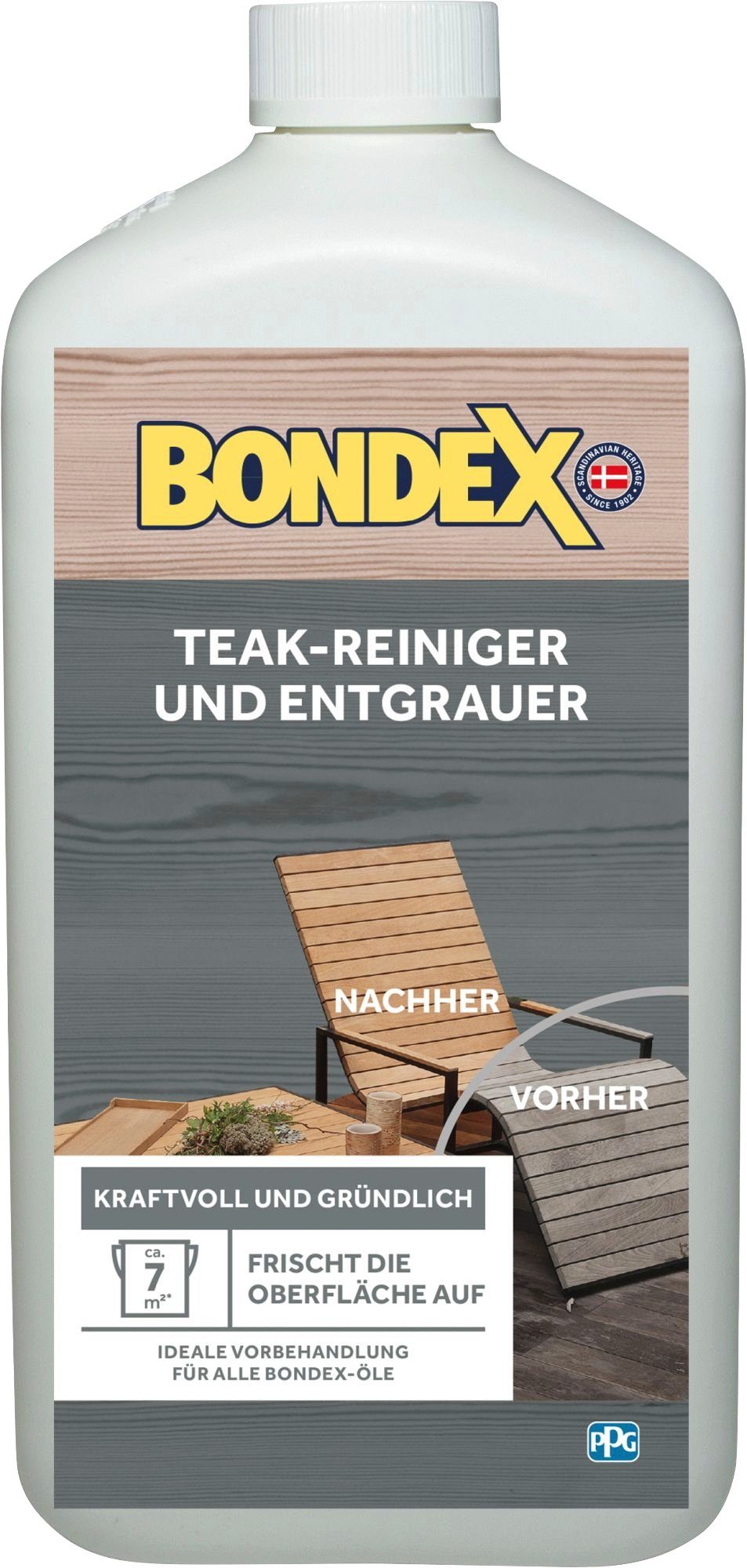 (für farblos, entgrauer 1 TEAK-REINIGER l) und Bondex Teakholz, Holzreiniger